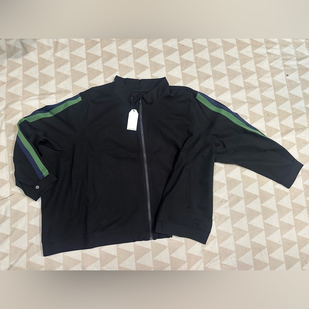Universal standard camden Ponte bomber jacket navy green stripes - Picture 3 of 4